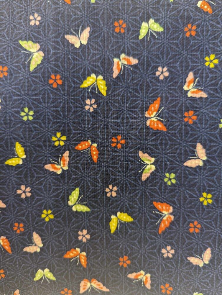 Sevenberry Japanese Fabric - ButterflyNavy  83044Z 1-5