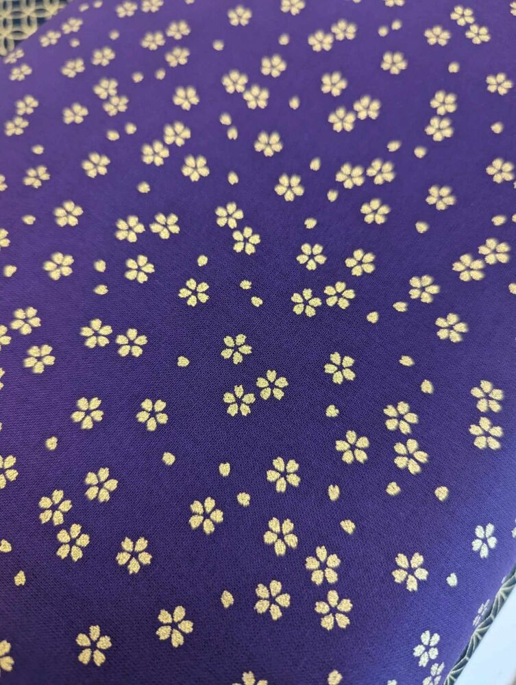Sevenberry Japanese Fabric - Purple/Gold flowers 88337 1-3