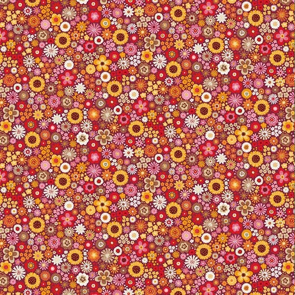 Autumn Days by Makower ditsy floral on Pink/red 2599 R