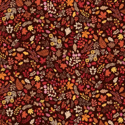 Autumn Days by Makower Autumn foliage on brown 2595 V