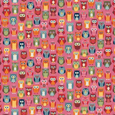Autumn Days by Makower owls on pink 2594 P