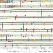 Sweet Melodies by American Jane for Moda - Ivory background with colourful musical notes 21815 11