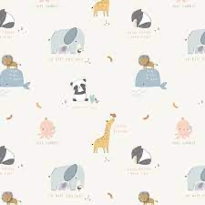 Little Things by Riley Blake - Off White background with coloured animals  