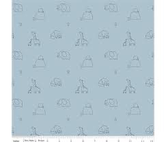 Little Things by Riley Blake - Blue background with sketchy animals C12151