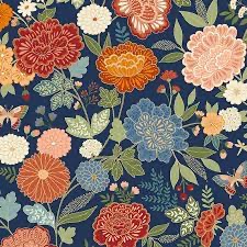 Luxe by Makower - Large florals on Navy 2610 B