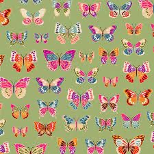 Luxe by Makower - Butterflies on Green 2613 G