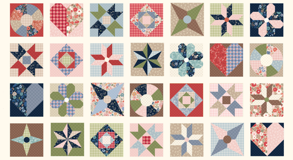 Grandma's Quilts by Lewis & Irene A773 squares panel 24" x 44"