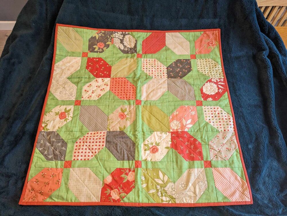 Finished Lap Quilt - floral Play mat/small lap quilt  32" x 32"