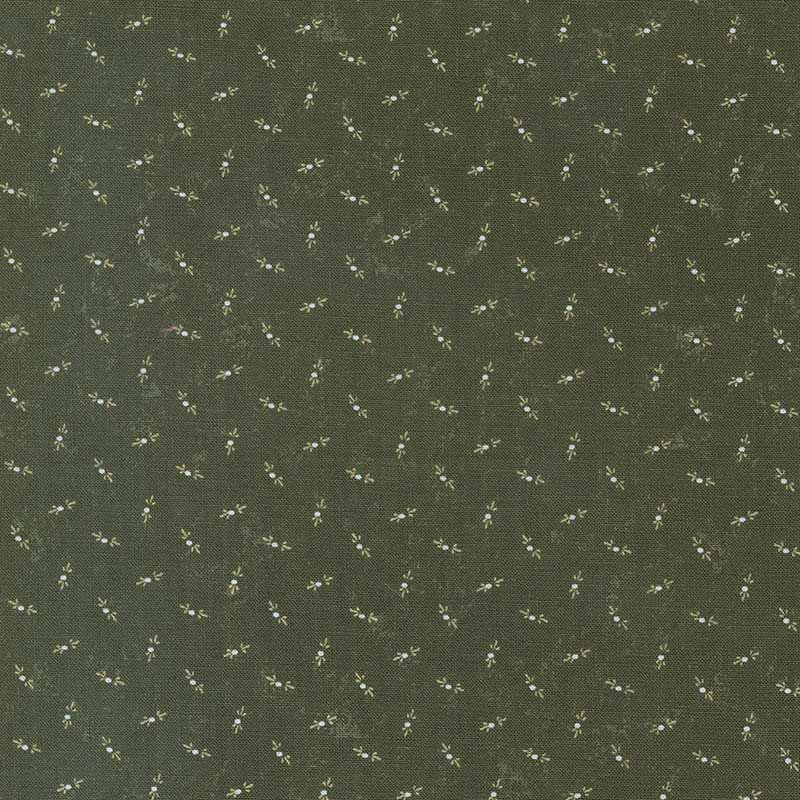 Fluttering Leaves by Kansas Troubles for Moda 9738 13 Evergreen deep green with taupe dot/dash