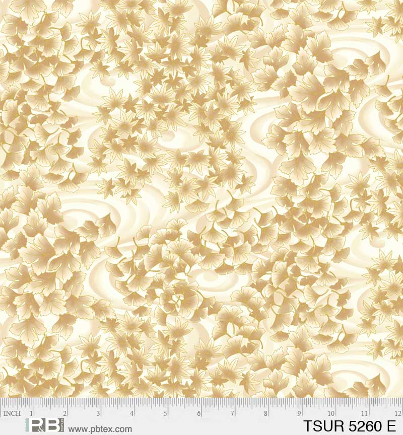 Tsuru by P&B textiles TSUR 5260 E Cream gingko leaves with gold