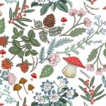 Midnight Forest by Belle and Boo for Michael Miller Fabrics - Mushroom Floral 11376-WHIT-D