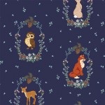 Midnight Forest by Belle and Boo for Michael Miller Fabrics - Animal Vignettes - 11377-NAVY-D