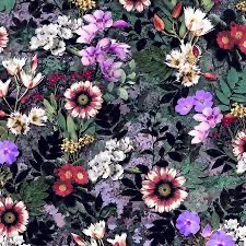 Reverie by RJR Studios for RJR Fabrics - Bright Florals on a Dark Evening Shade Background 304216 06