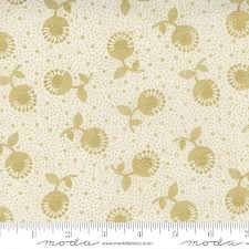 Whispers Metallic by Studio M for Moda - Cream with gold floral design (sim