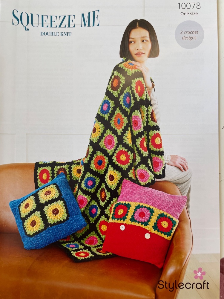 Crochet Pattern - Squeeze Me Double Knit - 2 cushions and a blanket 10078