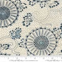 Indigo Blooming by Debbie Maddy for Moda - Sand background Navy flowers 480