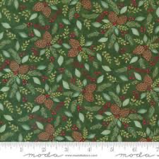 Woodland Winter by Deb Strain for Moda - Pine Green background with pine co