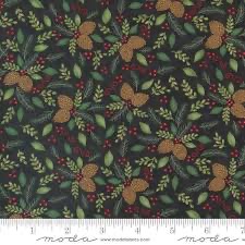 Woodland Winter by Deb Strain for Moda - Charcoal Black background with pin