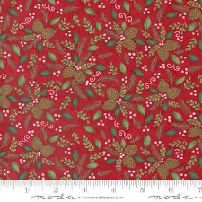 Woodland Winter by Deb Strain for Moda - Cardinal Red background with pine 