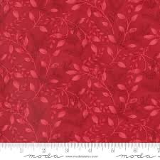 Woodland Winter by Deb Strain for Moda - Cardinal Red background with leave