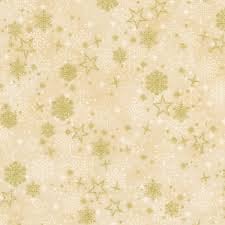 Traditional Trimmings by Robert Kaufman - 22350-84 Cream with Stars and Snowflakes in Gold Metallic