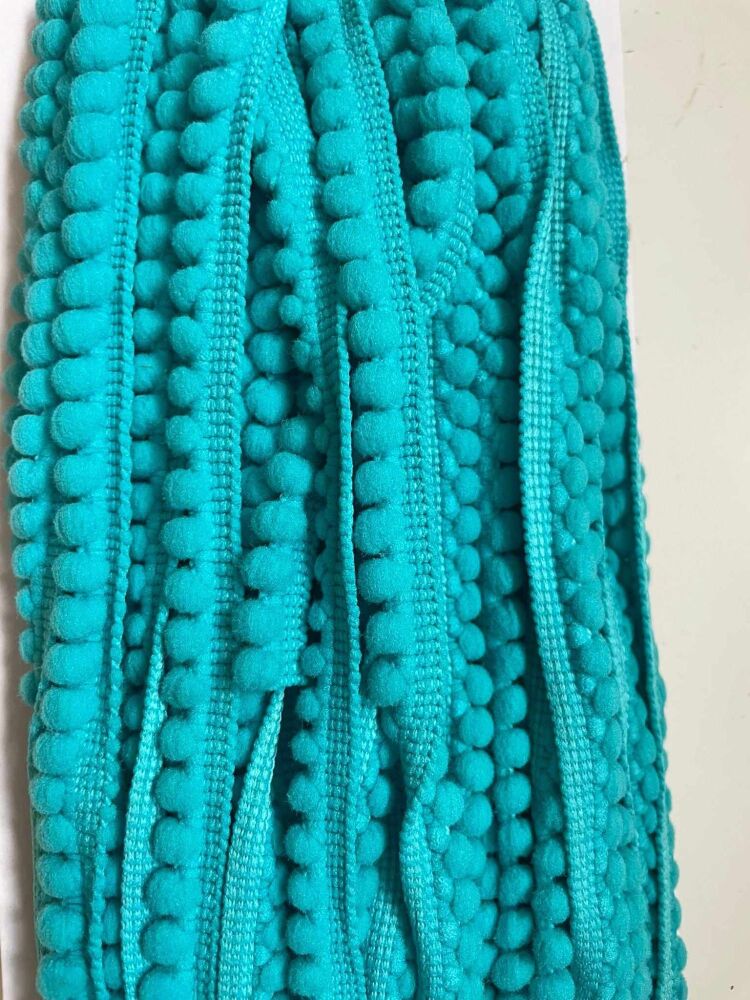Tiny pom pom - sold by the metre - Aqua