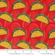 Snack Shack by Crystal Manning for Moda - 11945 16 - Tacos on Ketchup background