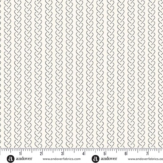 Heart & Soul by Andover fabrics cream/black chain hearts 1243 L