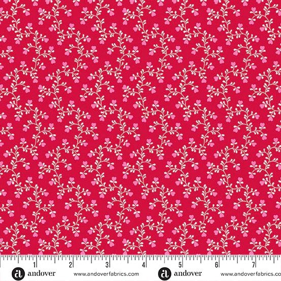 Heart & Soul by Andover fabrics red with heart floral 1239 R