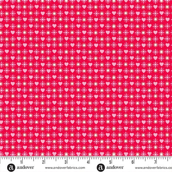 Heart & Soul by Andover fabrics red/pink heart/cream dot 1242 R