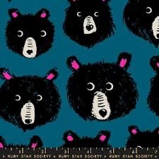 Teddy and the Bears by Sarah Watts of Ruby Star Society - RS2102 14 Bear Heads on Teal