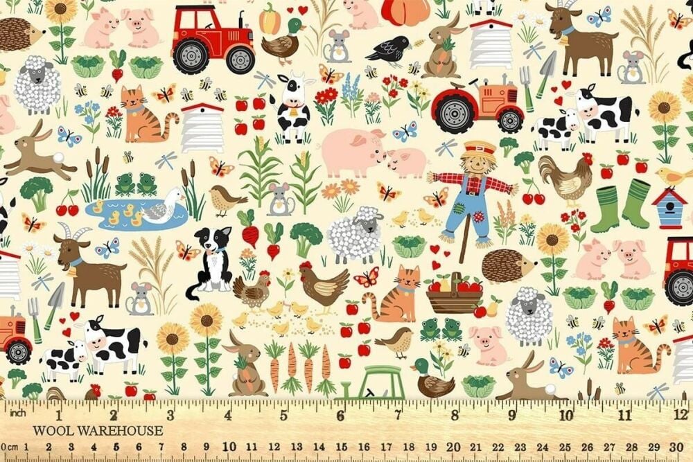 Makower Fun on the Farm friends Scatter Cream 064/Q