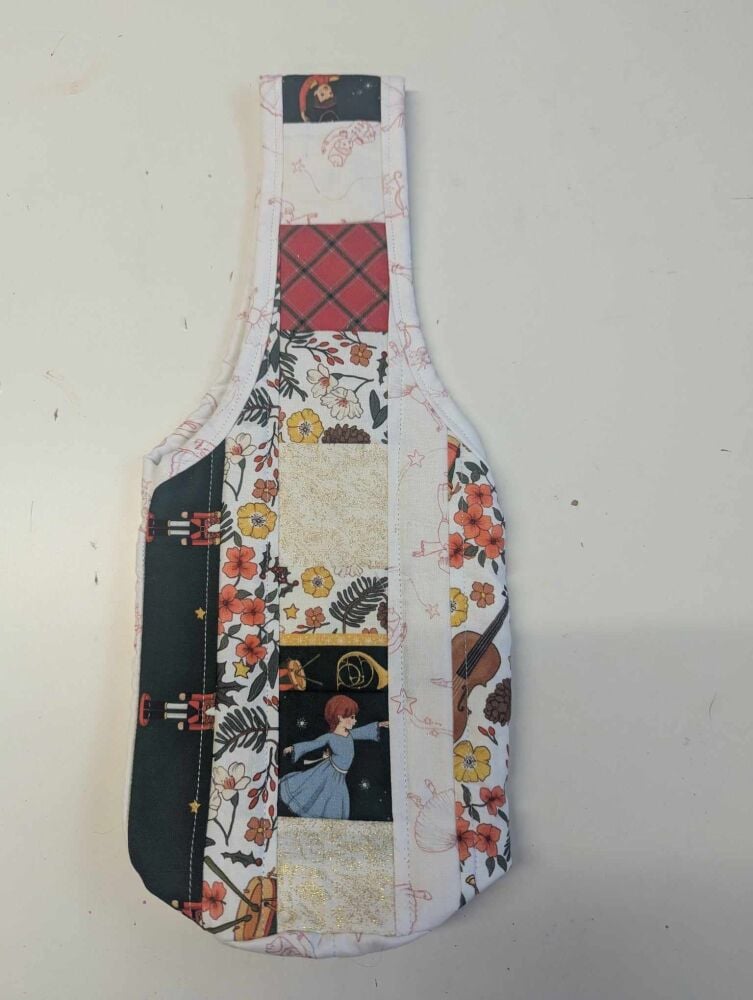 Nutcracker Bottle Bag 6.5" x 14" approx - takes bottle of wine or spirit