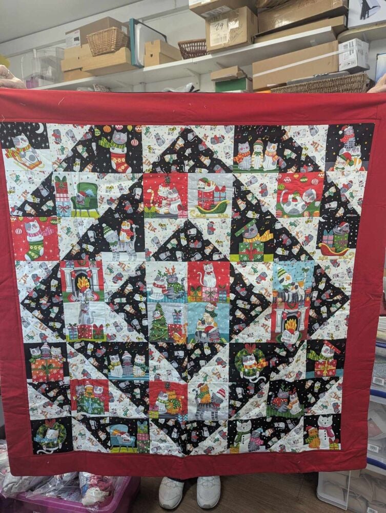 Finished Quilt - Santa Paws (Christmas Cats) 44" x 44"