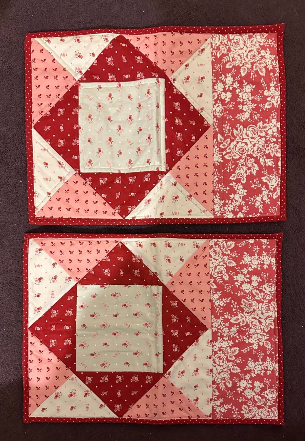 Two red/pink/cream Placemats - 13