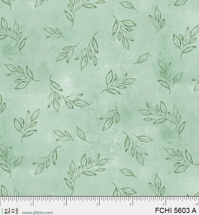 Green leaves 05603 by Dina June P&B Textiles