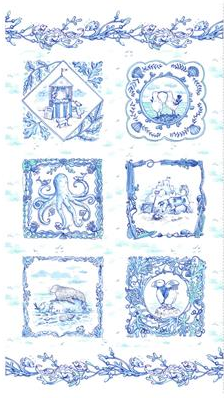Sandy Toes 24" Fabric Panel - #Y4043-90 Blue - by Clothworks