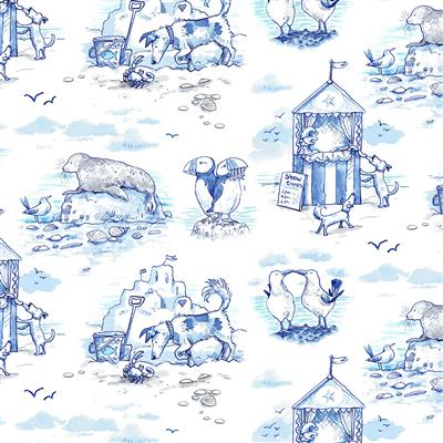 Sandy Toes by Anita Jeram Scenic Blue Toile - 4044 90