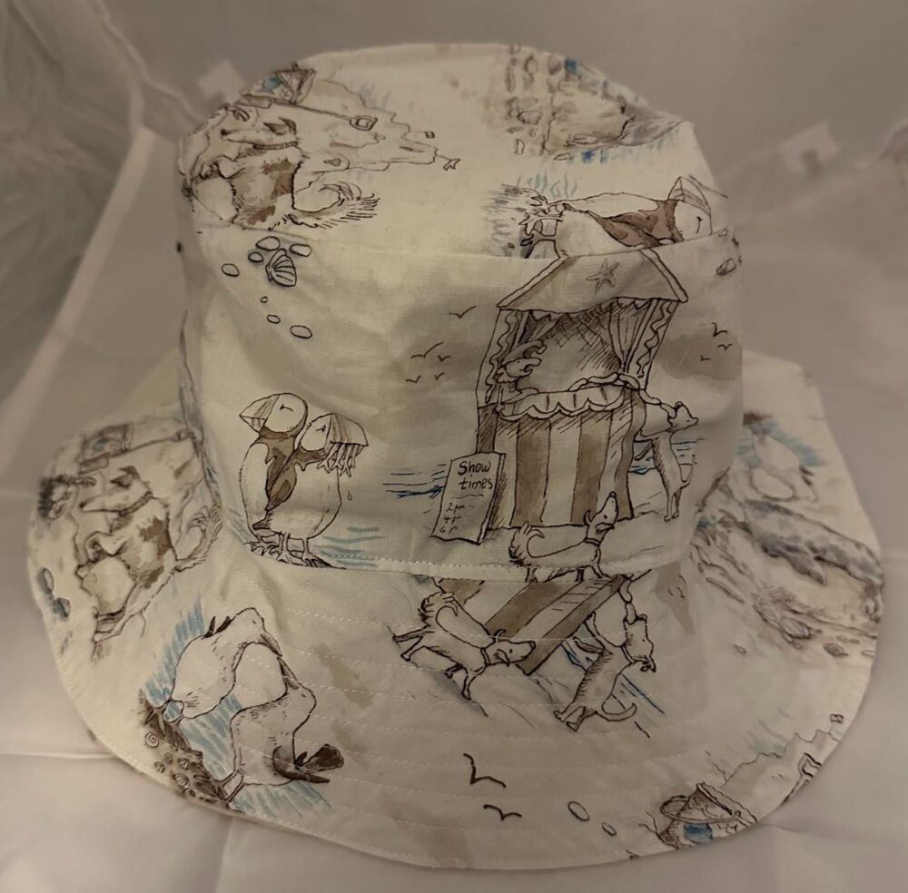 Reversible Bucket Hat sandy toes fabric- LARGE