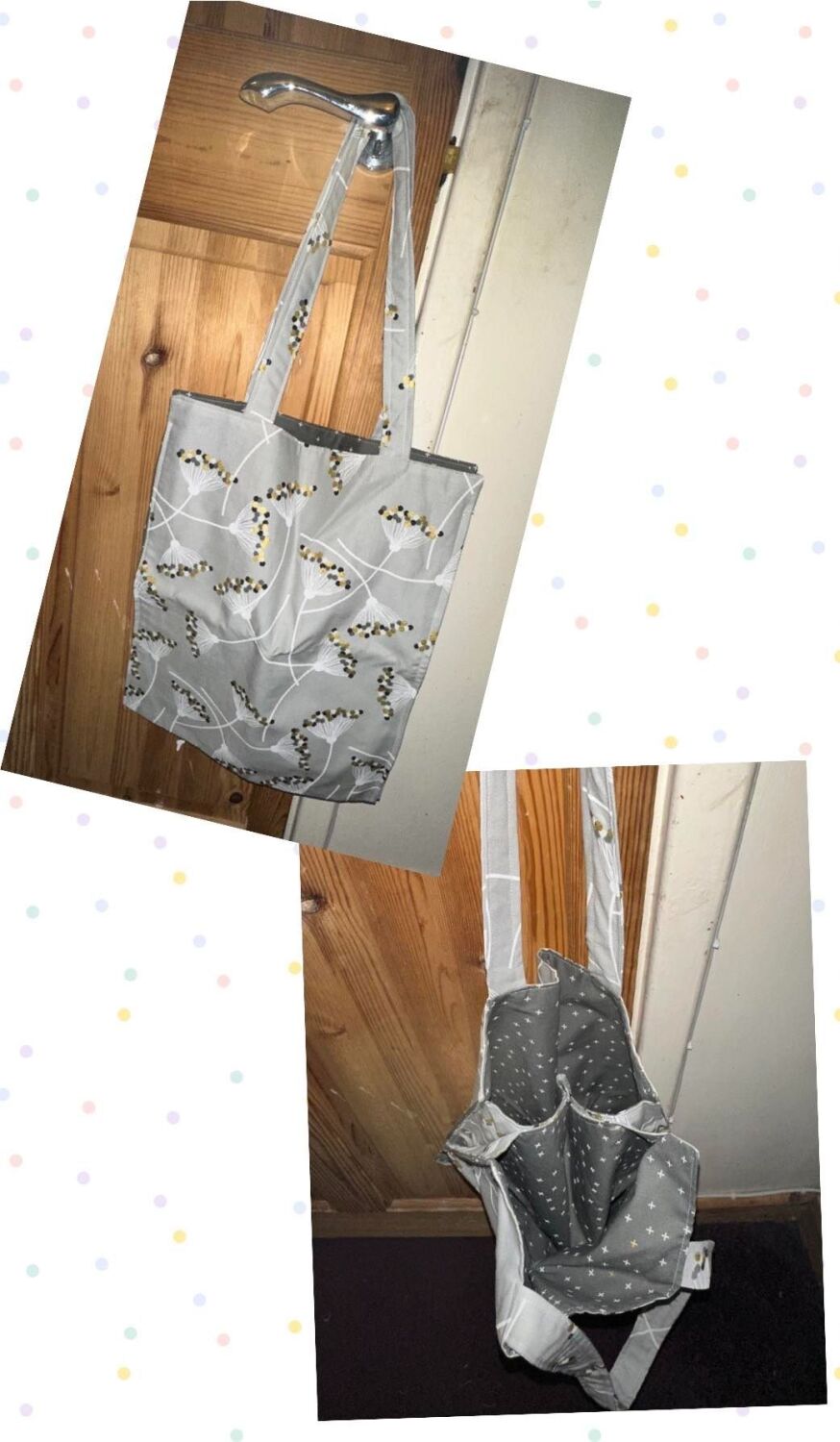 Grey multi pocketed shopping bag