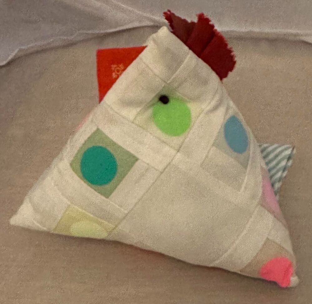 Triangular Stuffed chicken pin cushion