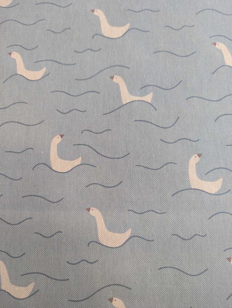 Dusky Blue Ducks/Geese canvas 58" wide