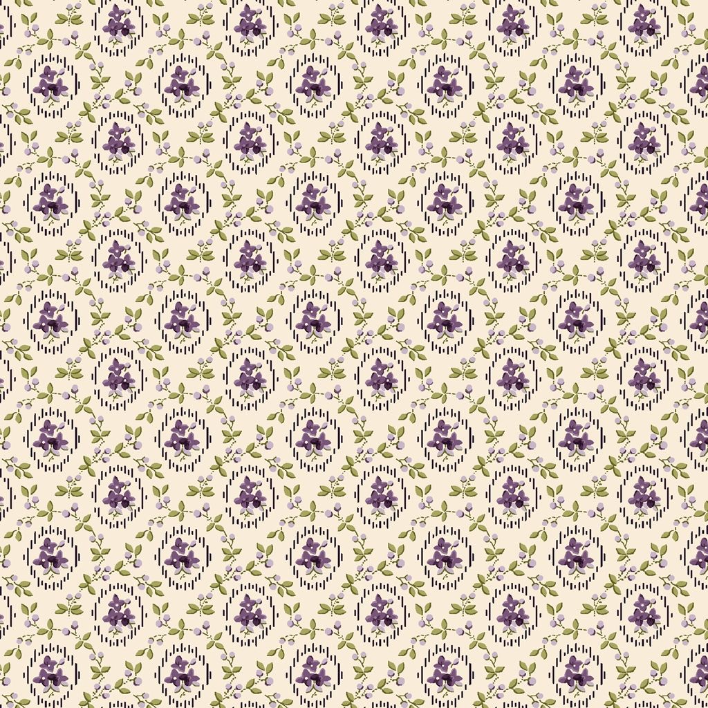 Pansy for your thoughts by Henry Glass HG1704-33 cream with purple floral c