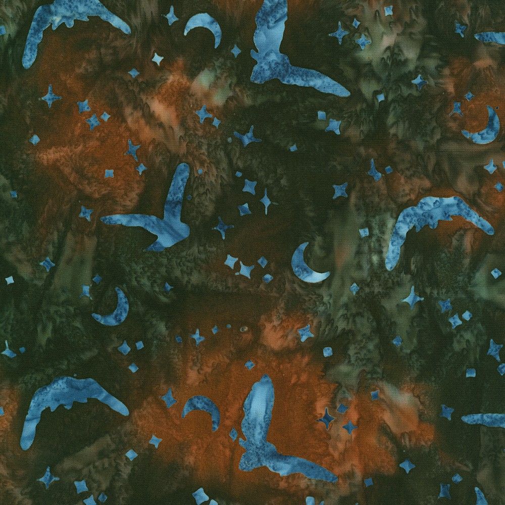 Robert Kaufman Midnight Owls artisan batiks 22845-48 jungle