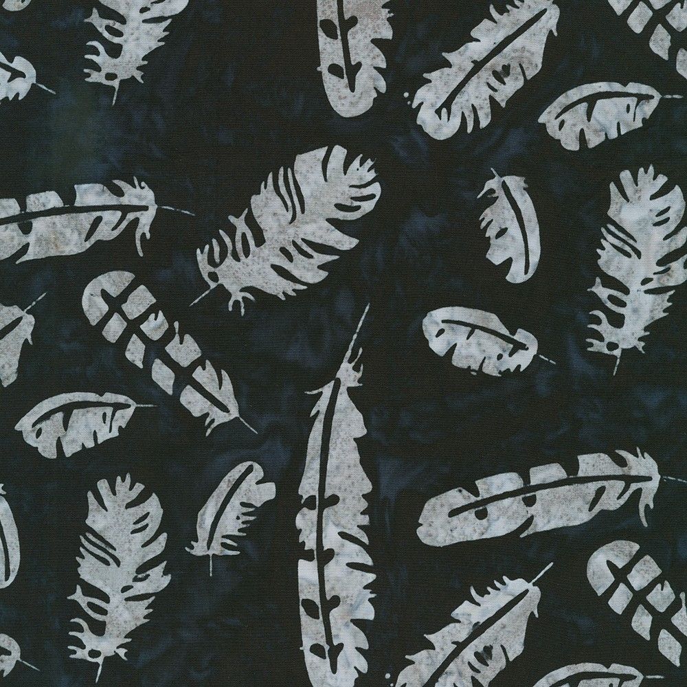 Robert Kaufman Midnight Owls artisan batiks 22843-184 charcoal feathers