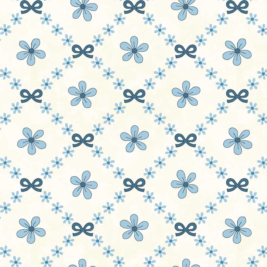 Pocketful of Posies by Henry Glass Fabrics - 3393-47 - Trellis Bows (Blue)