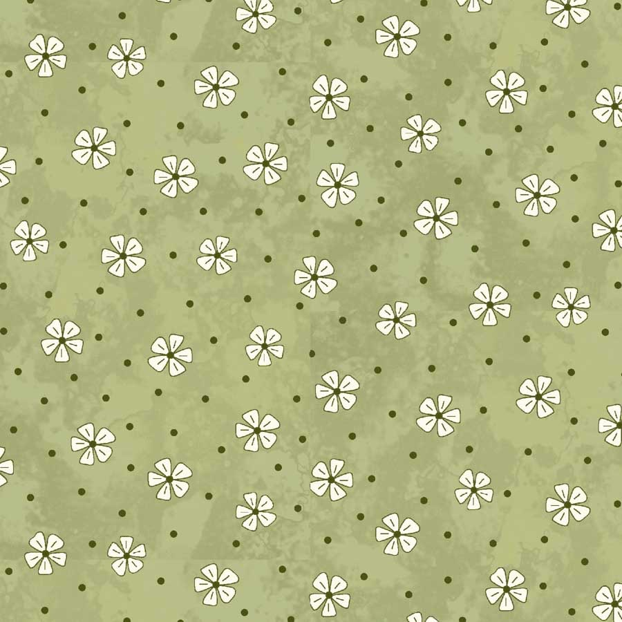 Pocketful of Posies by Henry Glass Fabrics - 3394-66 - Posies Tossed (Green)