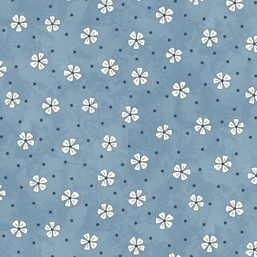 Pocketful of Posies by Henry Glass Fabrics - 3394-77 - Posies Tossed (Blue)