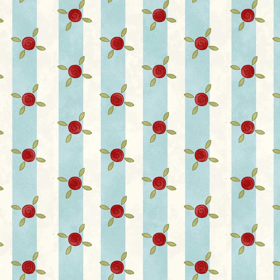Pocketful of Posies by Henry Glass Fabrics - 3399-47 - Stripes (Cream Blue)