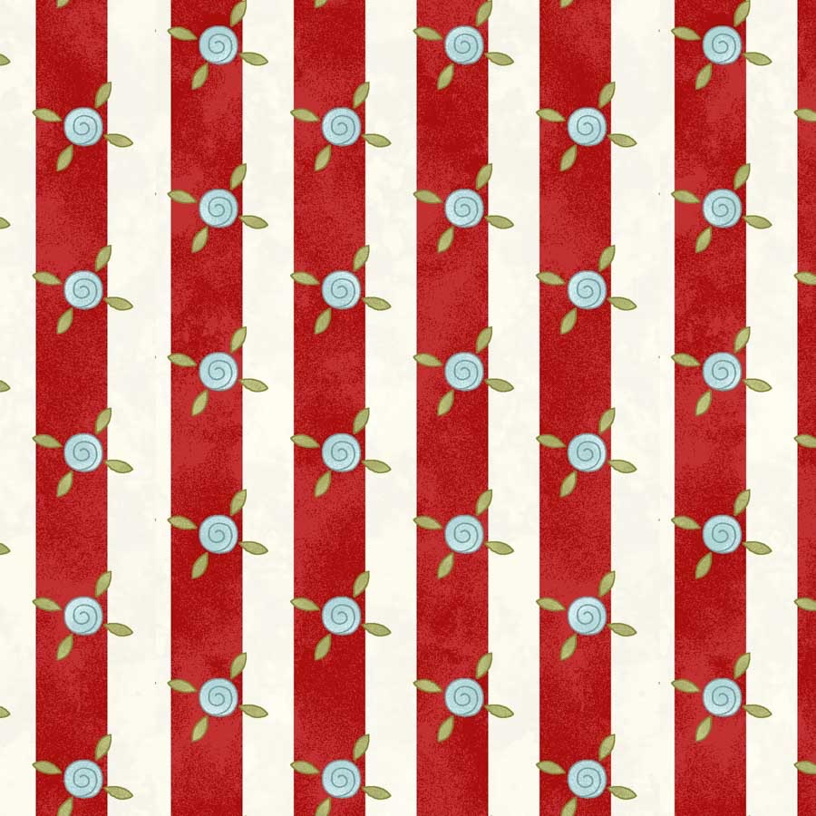 Pocketful of Posies by Henry Glass Fabrics - 3399-48 - Stripes (Cream Red)